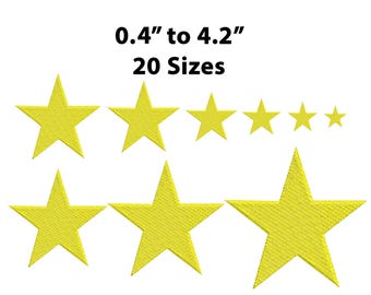 Mini Star Embroidery Design, 20 Sizes, Mini Star Machine Embroidery Design File, Fill Stitch Star Pattern, 0.4" to 4.2" Star Design, bx file