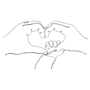 Mom and Baby Hands Machine Embroidery Design, 7 Sizes, Single Run and Tripple Run, One Line Embroidery Design, Line Art Embroidery