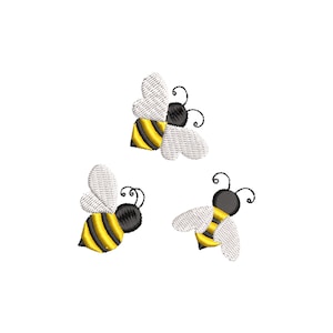 individual 3 Mini Bee Bordado Design, 5 Tamanhos, Bee Máquina Bordado Design, Little Bee Bordado, Bordado Trendy, Bordado Infantil