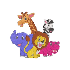 Safari Embroidery Design, 10 Size, Safari Animals Machine Embroidery Design, Elephant Embroidery, Leon Embroidery, Giraffe Embroidery, Zebra