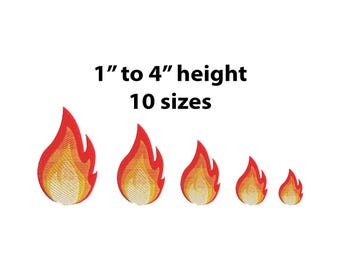 Mini Fire Flame Embroidery Design File, 10 Sizes, Fire Machine Embroidery Design, Campfire Embroidery, Wildfire Embroidery