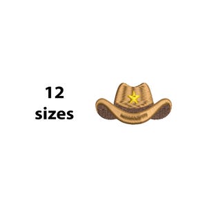 Mini Cowboy Hat Embroidery Design, 12 sizes, Mini Cowboy Hat Machine Embroidery Design, Western Hat Embroidery Pattern, Bx File Included