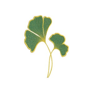 Broderidesign med ginkgoblad, 10 storlekar, maskinbroderidesignfil för blommor, broderi med ginkgo bilobablad, blombroderi