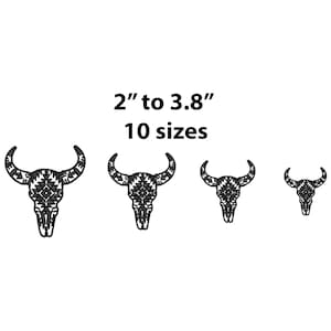 Mini Aztec Skull Embroidery Design, 10 Sizes, Western Skull Machine Embroidery Designs, Western Embroidery, Texas Embroidery, Cow Skull File