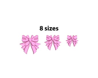 Extra Mini Bow Embroidery Design, 8 Sizes, Mini Bow Machine Embroidery design, Ribbon Bow Tie Embroidery Design File, Satin Stitch Bow