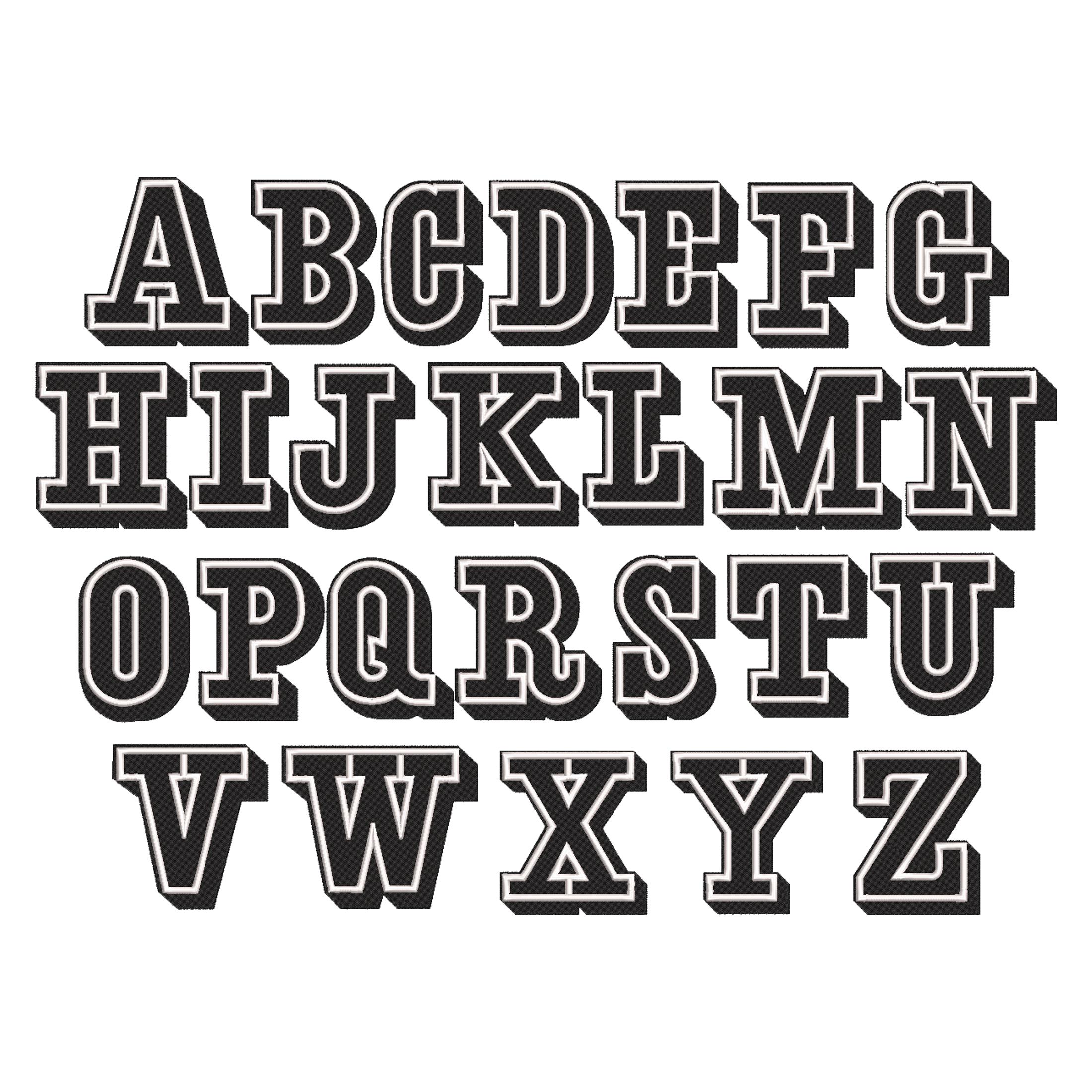 Block Shadow Embroidery Font, 10 Sizes, Fill Stitch Monogram Machine ...