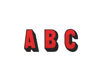 Block Shadow Embroidery Font, 10 Sizes, A-Z & 0-9 sorted, Fill Stitch Monogram Machine Embroidery Alphabet, Script Font, BX Included