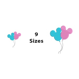 Mouse Balloon Embroidery Design, 9 Sizes, Mouse Balloon Machine Embroidery Design, Boy Mouse Embroidery, Girl Mouse Embroidery