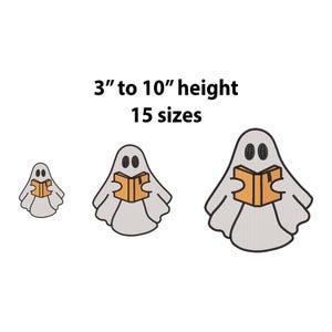 Cute Ghost Book Embroidery Design, 15 Sizes, Ghost Machine Embroidery, Book Lover Halloween Embroidery, Cute Ghost File, Trendy Halloween