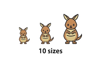 Cute Mini Kangaroo Embroidery Design, 10 Sizes, Mini Kangaroo Machine Embroidery Design File, Animal Embroidery, Baby Safari Embroidery