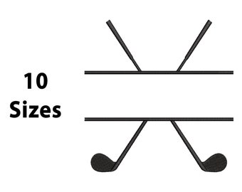 Golf Club Split Machine Embroidery Design, 10 Sizes, Mini to Large Golf Club Split Embroidery File, Golf Embroidery, Sport Embroidery