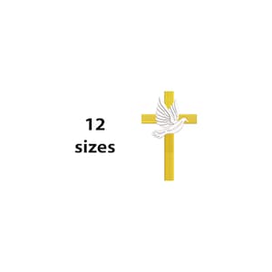 Cross with Dove Machine Embroidery Design, 12 Sizes, Christian Cross Dove Embroidery Design, Baptism Embroidery File, Bx File Included