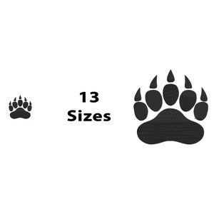 Könnte beinhalten: Schwarzes Bärenpfoten-Stickmuster in 13 Größen.