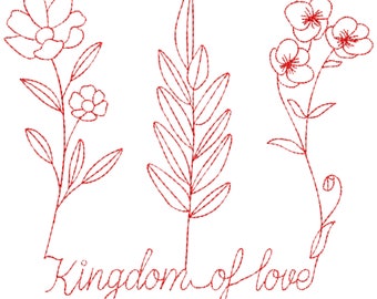 Kingdom of Love Line Art Embroidery Designs, 15 Sizes, Kingdom of Love Machine Embroidery Design,Quick Stitch Valentine Embroidery Design