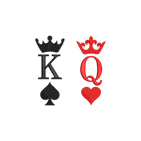 King And Queen Embroidery Designs, 10 Sizes, King And Queen Machine Embroidery Design, Couple Embroidery, Playing Cards Embroidery