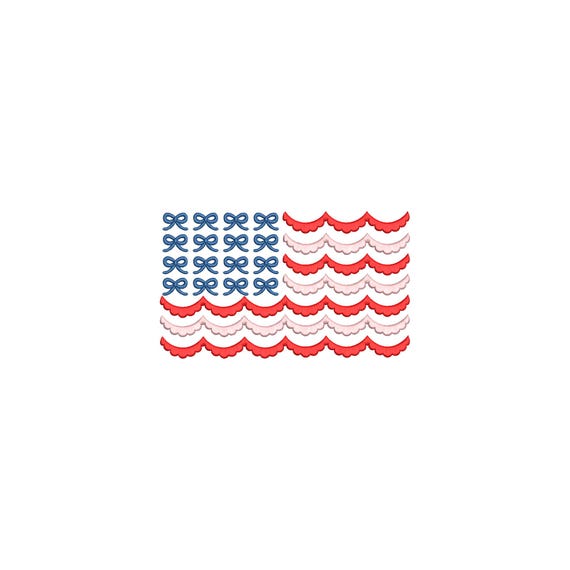Bow Scalloped American Flag Embroidery Design, 13 sizes, American Flag Machine Embroidery Design, 4th Of July Embroidery, Bx File Included