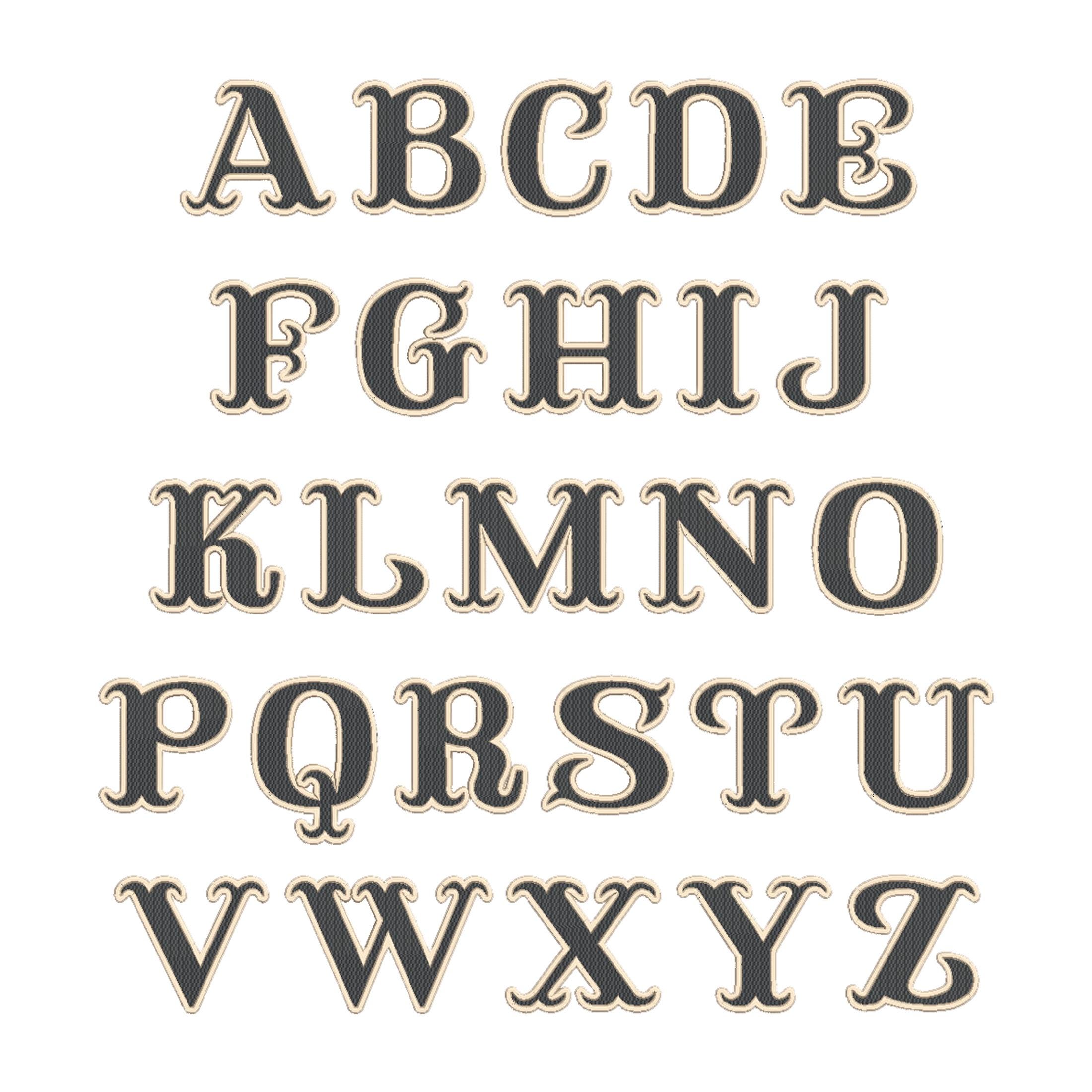 Script Fishtail Font Fishtail Monogram 2 Color Embroidery Font, 10 Sizes, Satin Stitch ...