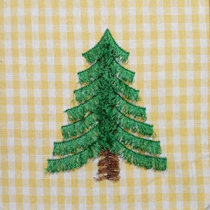 Motif de broderie machine frangé sapin de Noël duveteux, 5 tailles, motif de broderie chenille mignon duveteux et franges forêt de pins, vidéo d&#39;instructions