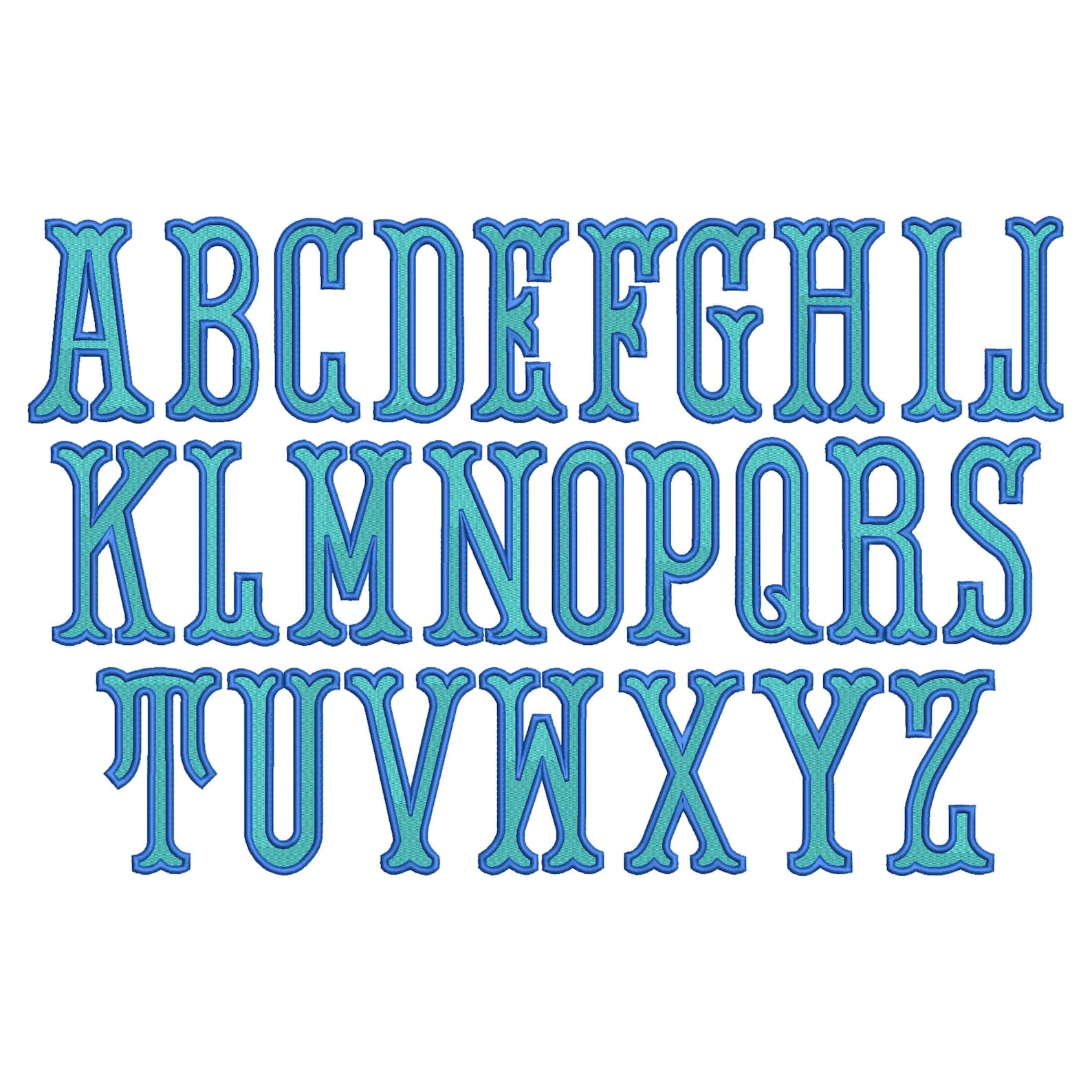 Fishtail Monogram 2 Color Embroidery Font, 10 Sizes, Satin Stitch ...