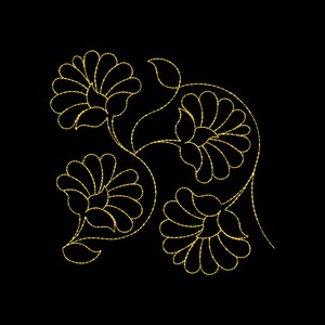Flower Stipple Quilt Block Machine Embroidery Design File, 30 Size, Flower Embroidery Design, Flower Quilt Block Pattern, Floral Quilt Block