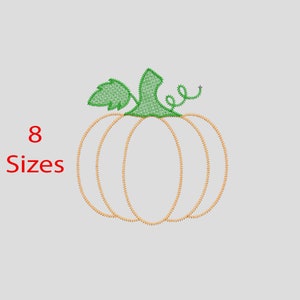 Fall Autumn Vintage Stitch Pumpkin Machine Embroidery Design, 8 Sizes, Quik Light Stitch Pumkin Embroidery Design, Sketch Embroidery