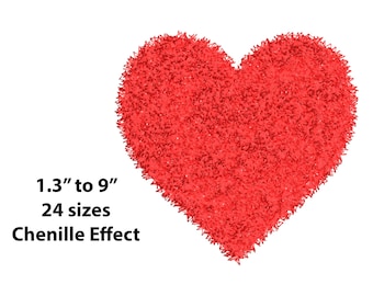Può includere: Un cerotto di ciniglia rosso a forma di cuore con una texture soffice. Il cerotto è disponibile in 24 dimensioni, che vanno da 1,3 pollici a 9 pollici.