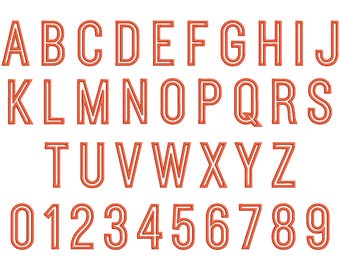 Narrow Serif Outline Embroidery Font, 8 Sizes, Tall Thin Outline Machine Embroidery Alphabet, Monogram Embroidery, Bx Font, BX File Included