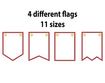 4 Party Banner Embroidery Design, 11 sizes, Banner Applique Machine Embroidery Design, Banner In The Hoop, Party Banner Embroidery, Bx File