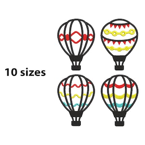 4 individual Hot Air Baloon Embroidery Design, 10 Sizes, Hot Air Baloon Machine Embroidery File,Mini Baloon Embroidery, Baby Embroidery