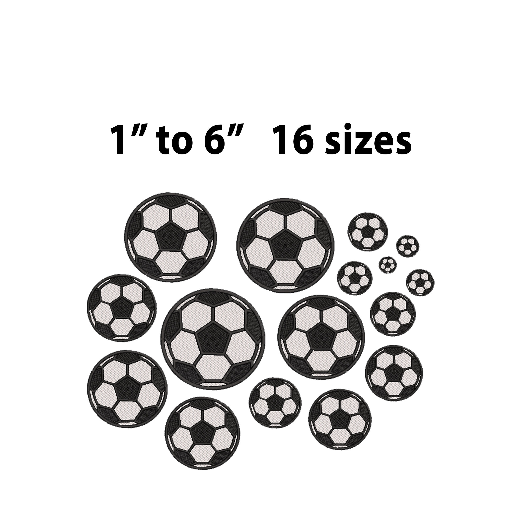 Fußball Maschinenstickerei, 16 Größen, Mini Fußball Stickerei, Fußball Stickerei, Jungenstickerei, Sportstickerei