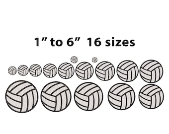 Mini-Volleyball-Ball-Maschinen-Stickerei-Design, 16 Größen, Mini-Volleyball-Ball-Stickerei, Basketball-Stickerei, Sport-Stickerei