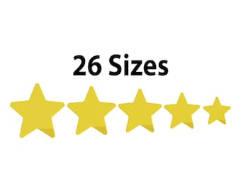 Ministjärnbroderidesign, 26 storlekar, Ministjärnmaskinbroderidesignfil, Fyllnadsstygnsstjärna, 0,4" till 7" stjärndesign, Bx-fil ingår