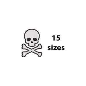 Mini Skull and Bone Embroidery Design, 15 Sizes, Skull Machine Embroidery File, Halloween Embroidery, Pirate Embroidery, Bx File Included