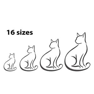 猫の刺繍デザイン、16サイズ、猫のシルエットの機械刺繍デザイン、猫好きの刺繍、猫ママの刺繍、猫好きのシャツデザイン