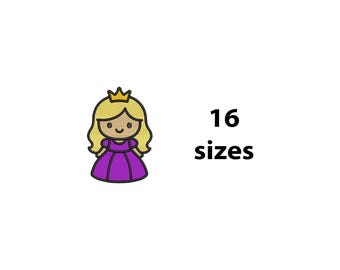 Mini Princess Embroidery Design, 16 Sizes, Mini Princess Machine Embroidery Design, Crown Embroidery, Royal Embroidery, Bx File Included