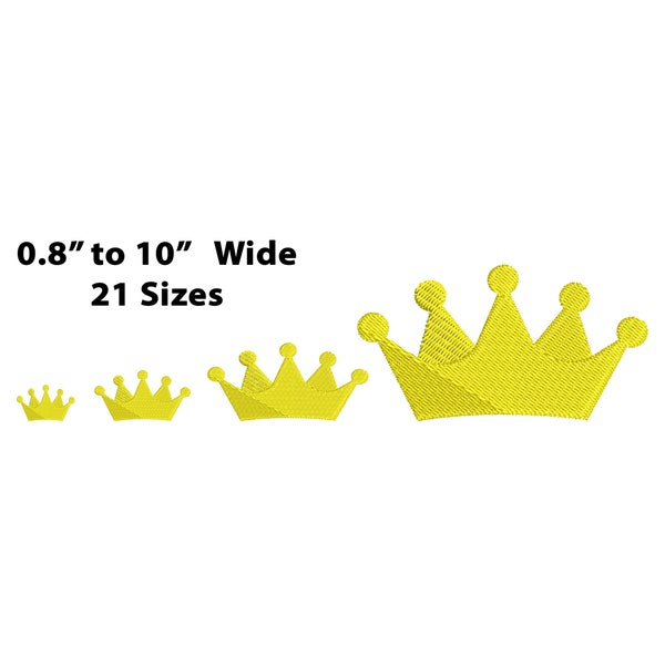 Mini to Large Crown Embroidery Design, 21 Sizes, Mini Crown Machine Embroidery Design, King Crown Embroidery, Princess Crown Embroidery