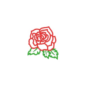 Rose Outline Embroidery Design, 16 sizes, Rose Machine Embroidery Design, Flower Embroidery Design, Small Embroidery, Satin Stitch Rose
