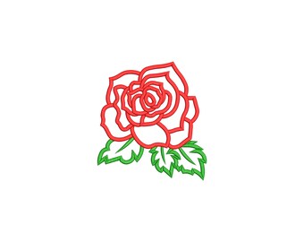 Rose Outline Embroidery Design, 16 sizes, Rose Machine Embroidery Design, Flower Embroidery Design, Small Embroidery, Satin Stitch Rose