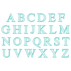 Serif Outline Embroidery Font, 6 Sizes, Serif Block Satin Outline Machine Embroidery Alphabet, Embroidery Monogram Font, Bx File Included