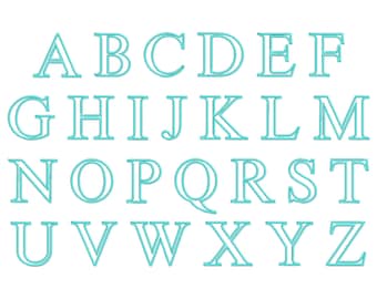 Serif Outline Stickerei Schrift, 6 Größen, Serif Block Satin Outline Maschinenstickerei Alphabet, Stickerei Monogramm Schriftart, Bx-Datei enthalten
