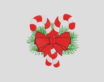 Christmas Candy with Bow Machine Embroidery Design, 6 Sizes, Mini Christmas Candy Cane Embroidery Pattern, Christmas Candies