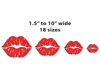 Mini to Large Lips Embroidery Design, 18 Sizes, Lipstick  Machine Embroidery Design File, Fill Stitch Lips Pattern, Kissing Lips Embroidery