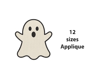 Broderidesign med spökapplikation, 12 storlekar, Halloween-spökemaskinbroderi, spökbroderi, Halloweenbroderi, förpackad fil ingår
