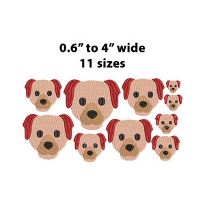 Mini Dog Face Embroidery Design, 11 Sizes, Dog Head Machine Embroidery Design, Dog Face Filled Stitch, Dog silhouette, Dog embroidery design