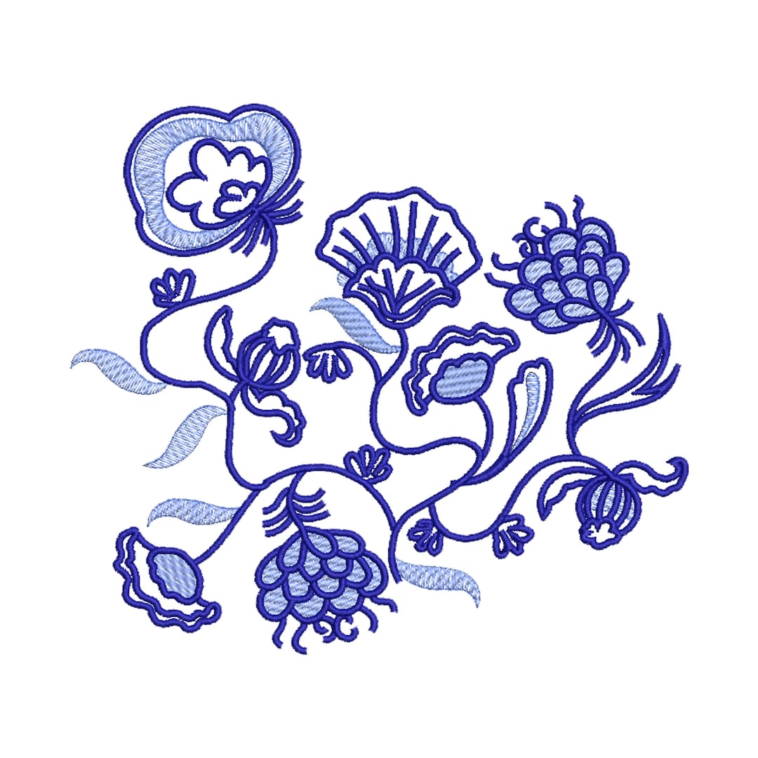 Chinoiserie Flowers Embroidery Design, 6 Sizes, Chinoiserie Flowers ...