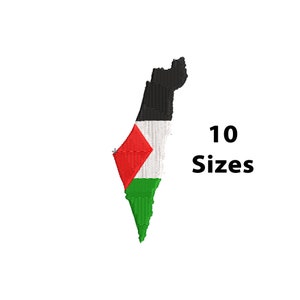 Mini Palestina kaart borduurwerk ontwerpbestand, 10 grootte, Palestina vlag kaart machine borduurwerk bestand, Palestina borduurwerk ontwerp, Pes, Jef, Exp