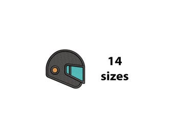 Mini-motorcykelhjälmsbroderidesign, storlek 14, maskinbroderidesign för hjälm, motorcykelbroderi, BX-fil ingår