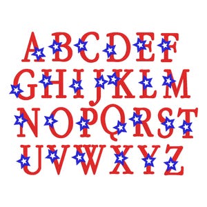 Star Embroidery Font, 8 Sizes, A-Z sorted, Fill Stitch Monogram Machine Embroidery Alphabet, Star Embroidery Font, BX File Included, BX font