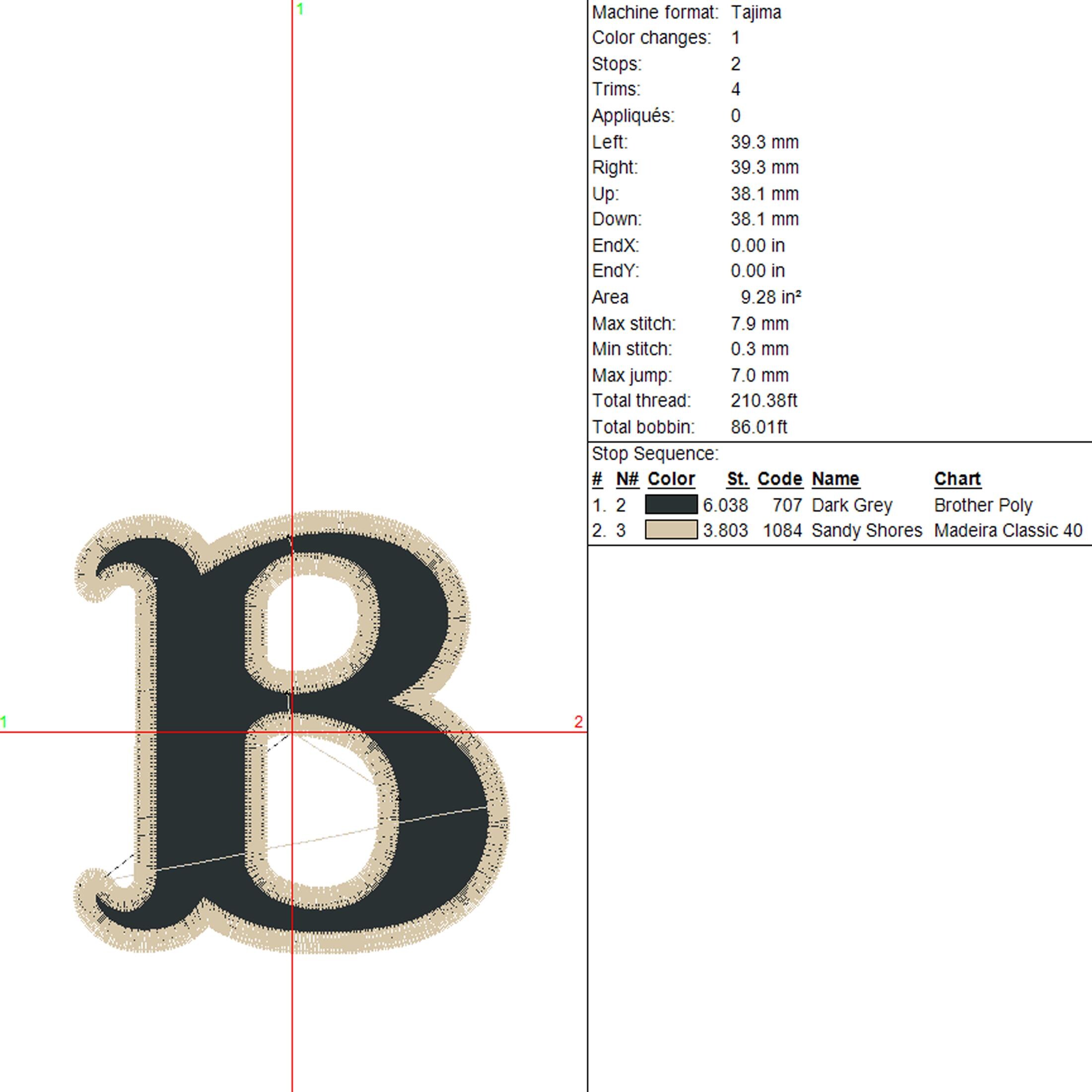 Fishtail Monogram 2 Color Embroidery Font, 10 Sizes, Satin Stitch ...