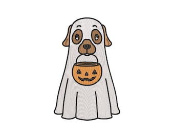 Ghost Dog Embroidery Design, 12 sizes, Dog Ghost Machine Embroidery Design, Halloween Dog Embroidery Files, Halloween Embroidery